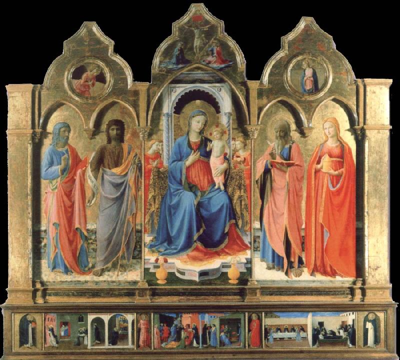 Fra Angelico Virgin and child Enthroned with Four Saints Norge oil painting art